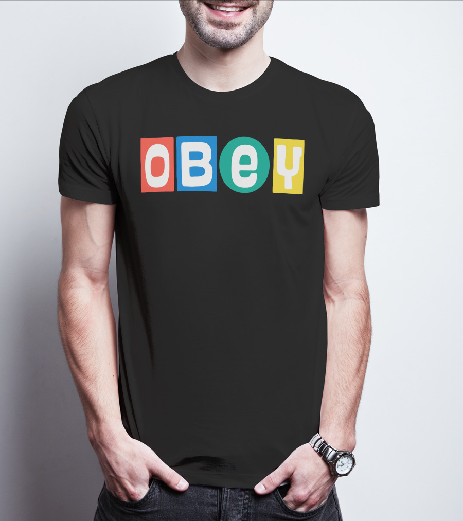 OBEY In Colorful Block Letters T-Shirt