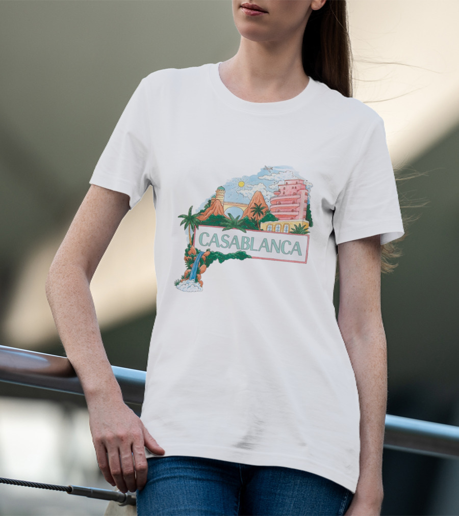 Casablanca Merch Casa Views With Scenic Landscape And Art Deco Elements T-Shirt