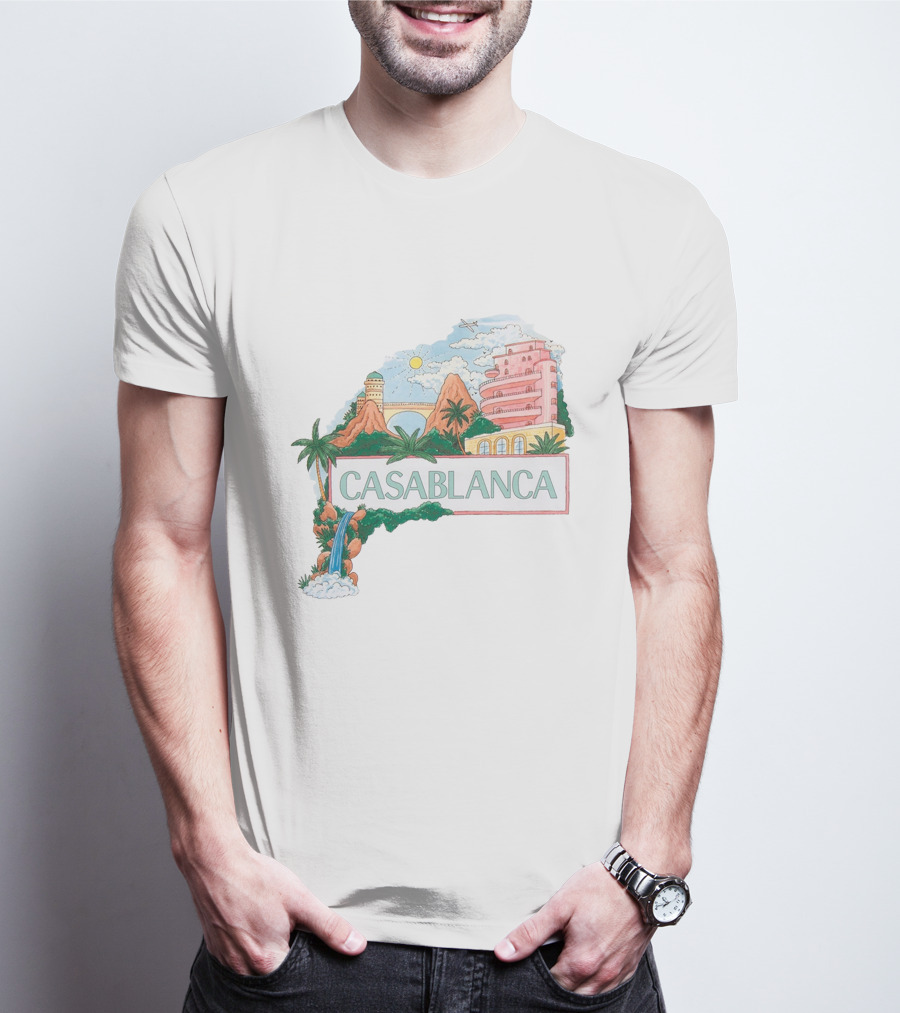 Casablanca Merch Casa Views With Scenic Landscape And Art Deco Elements T-Shirt