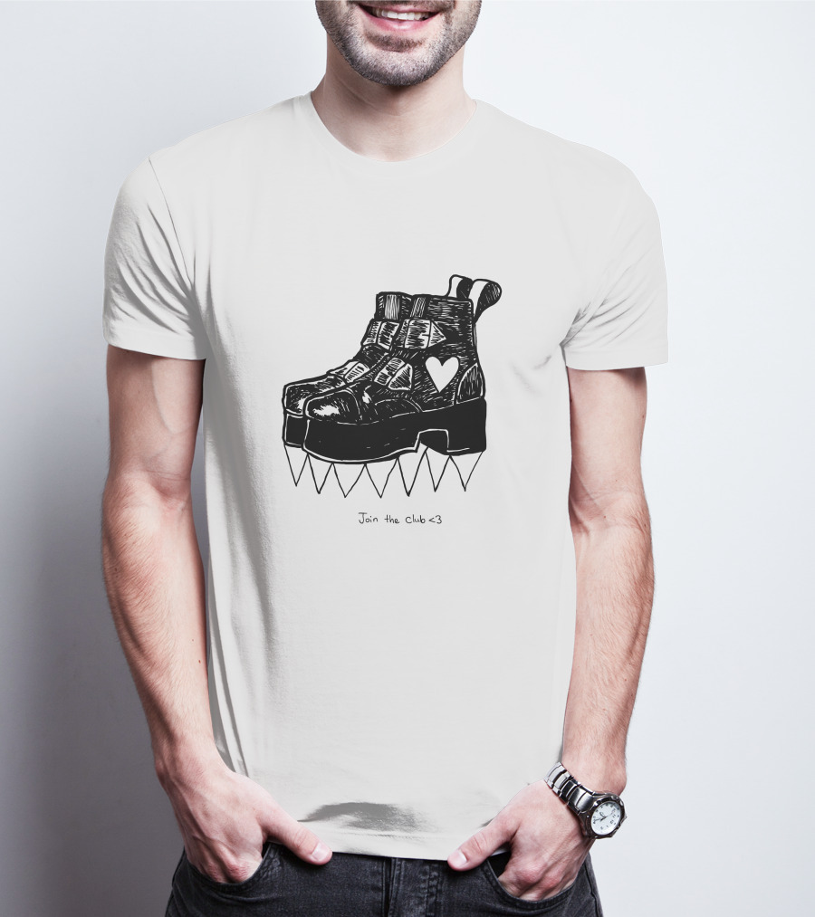 Join The Club Deathstud Boots Merch Heart Platform T-Shirt