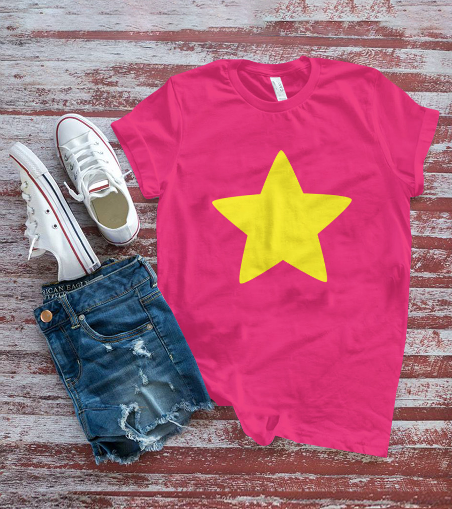 Steven Universe Yellow Star On Pink Background Cosplay T-Shirt