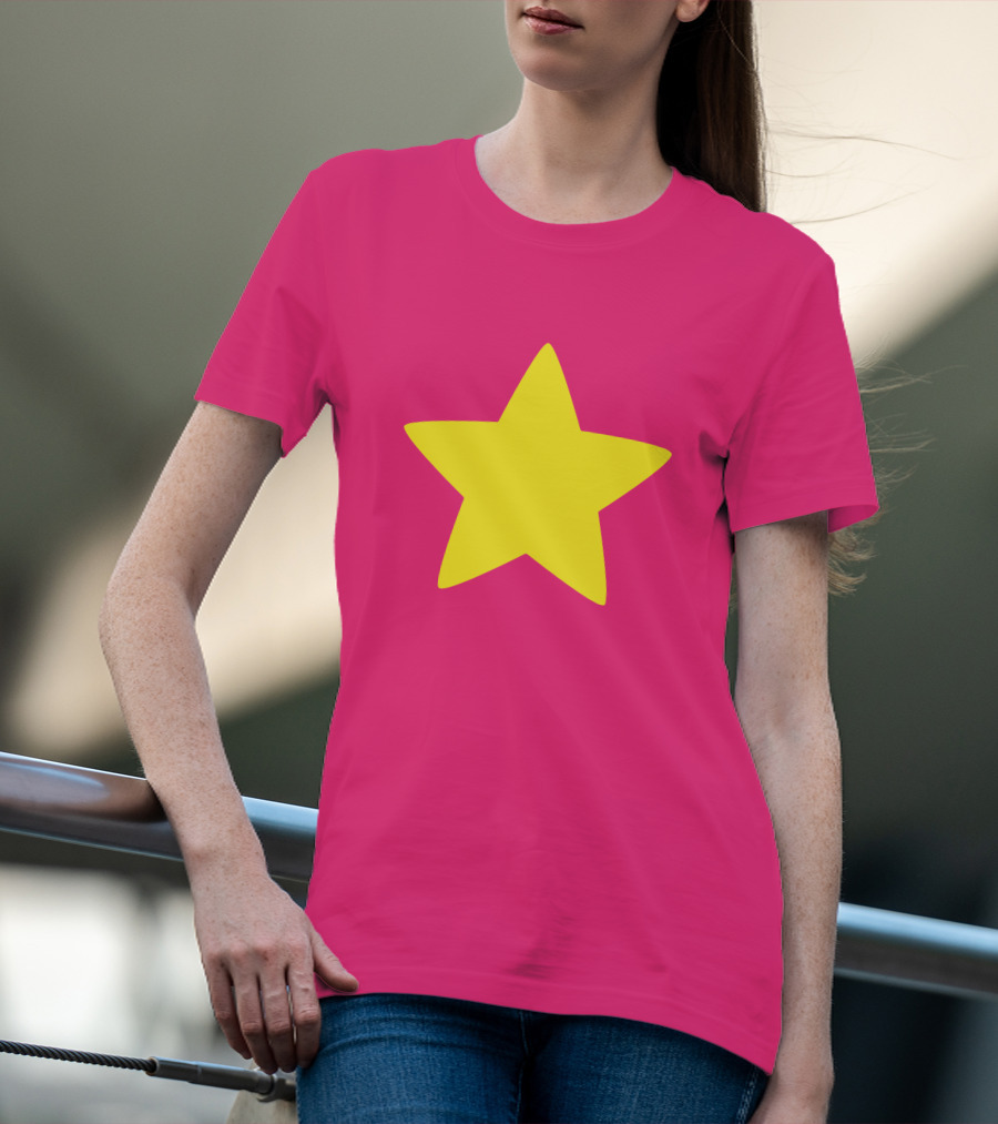 Steven Universe Yellow Star On Pink Background Cosplay T-Shirt