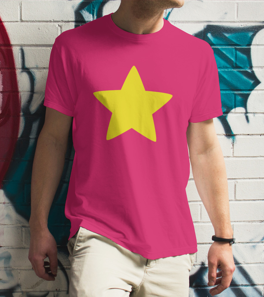 Steven Universe Yellow Star On Pink Background Cosplay T-Shirt