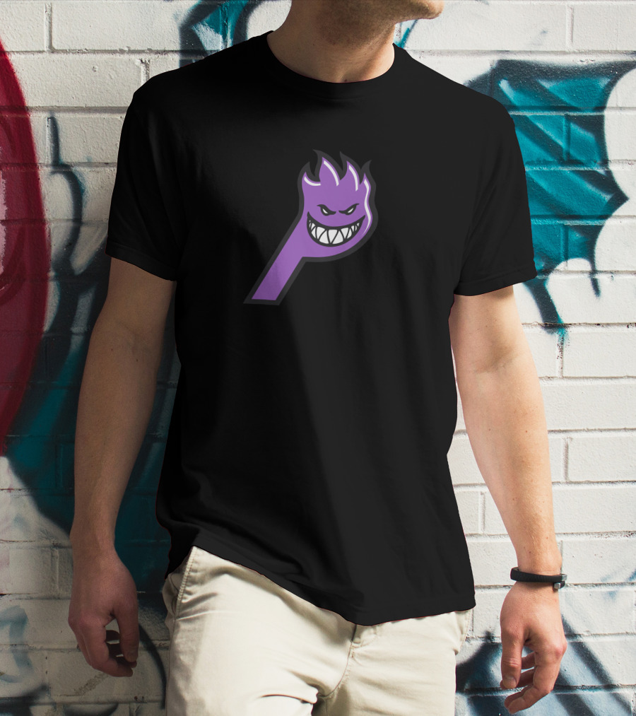 Palace Spitfire Purple Flame Logo With Smiling Face T-Shirt