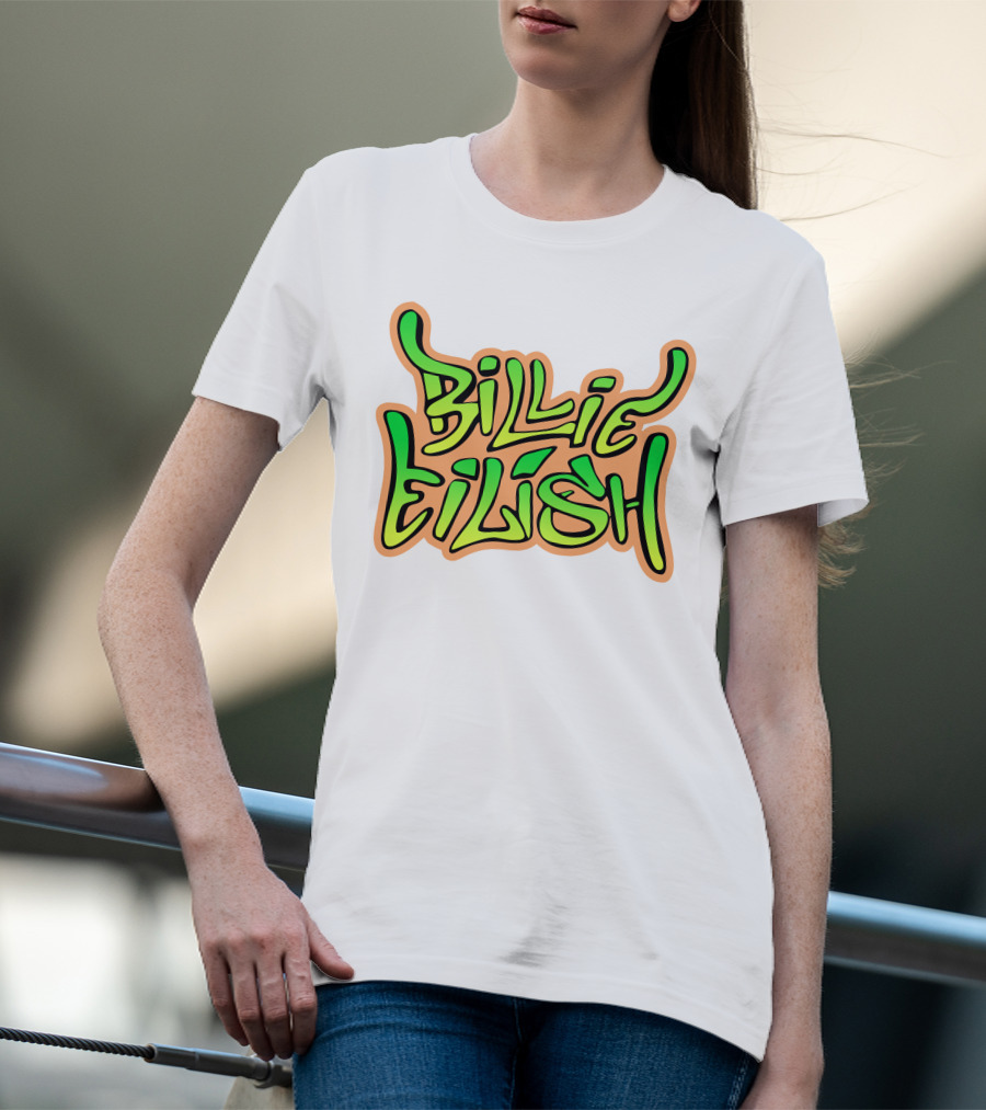 Billie Eilish Green Groovy Text Merch T-Shirt