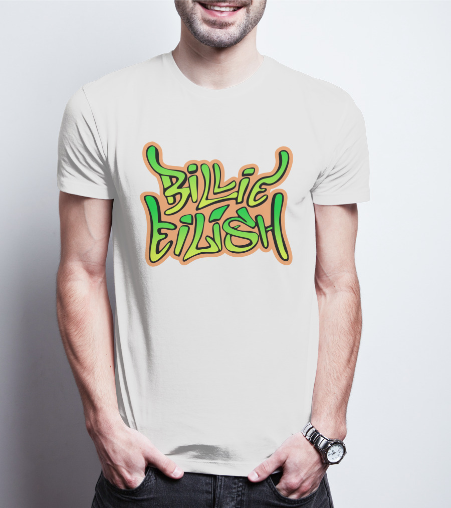 Billie Eilish Green Groovy Text Merch T-Shirt