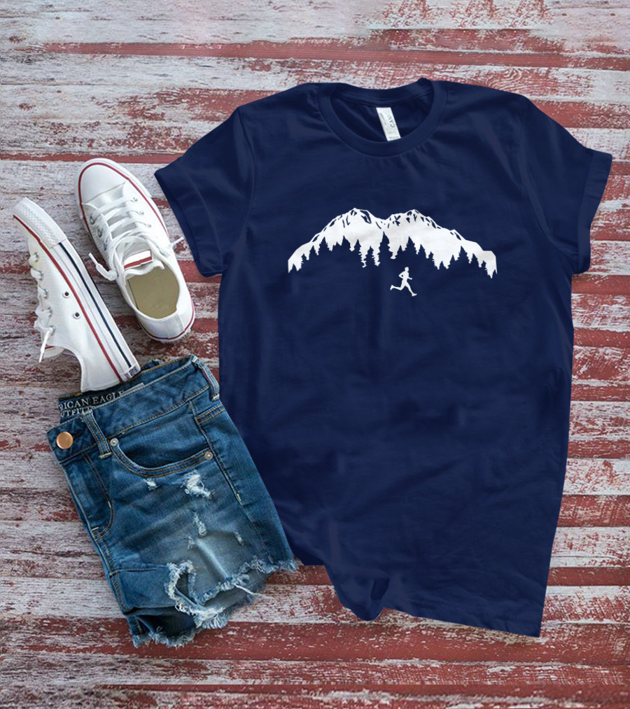 Trail Runner In Mountains Forest T-Shirt