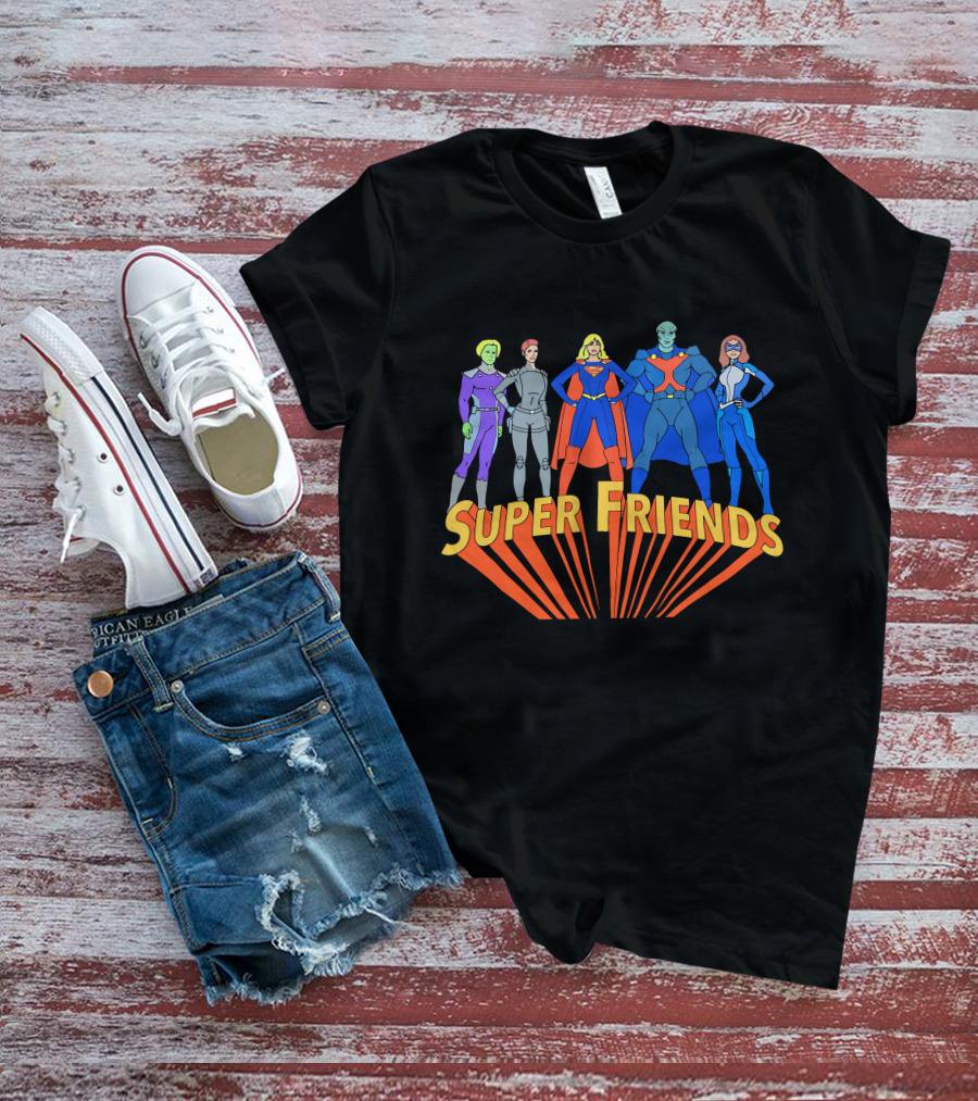 Super Friends Supergirl And Superheroes Team T-Shirt