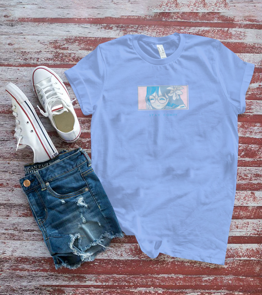 Stay Comfy Lilypichu Merch Window Blue T-Shirt