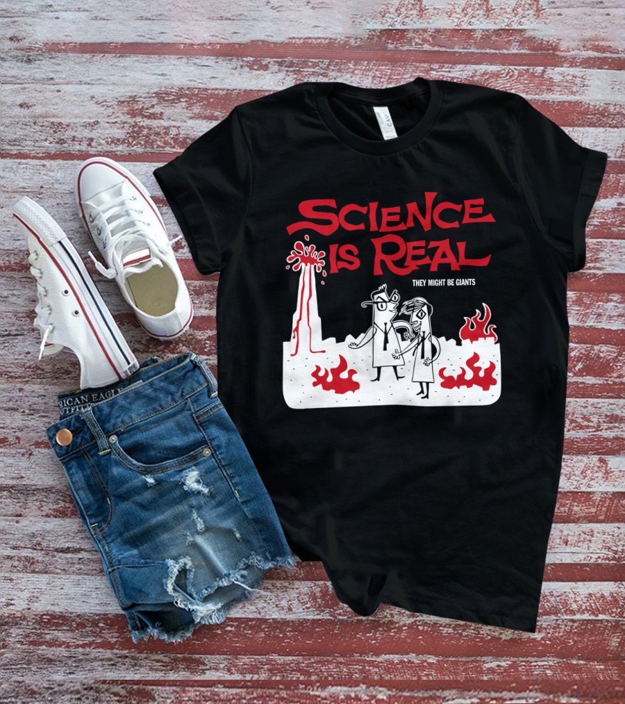 Science Is Real They Might Be Giants Volcanic Cartoon Scene T-Shirt
