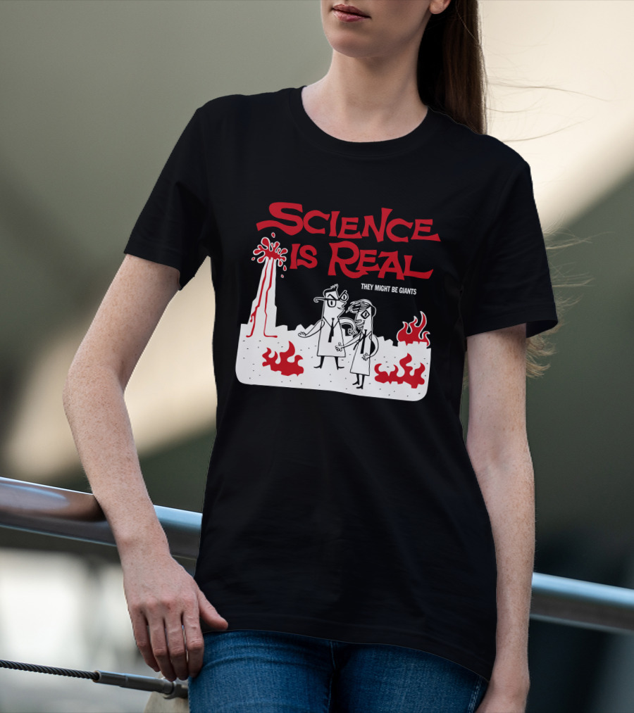 Science Is Real They Might Be Giants Volcanic Cartoon Scene T-Shirt