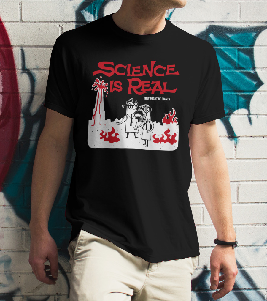 Science Is Real They Might Be Giants Volcanic Cartoon Scene T-Shirt