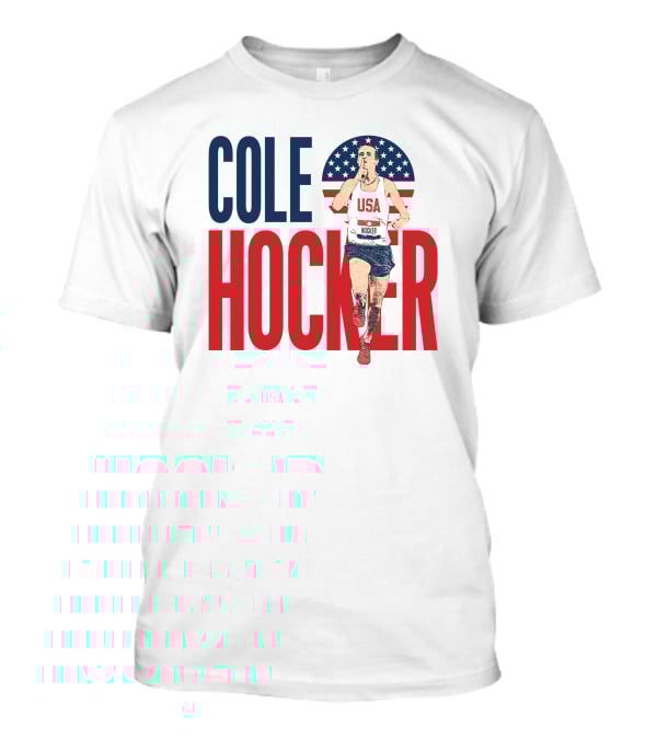 COLE HOCKER USA Running Star With American Flag Background T-Shirt