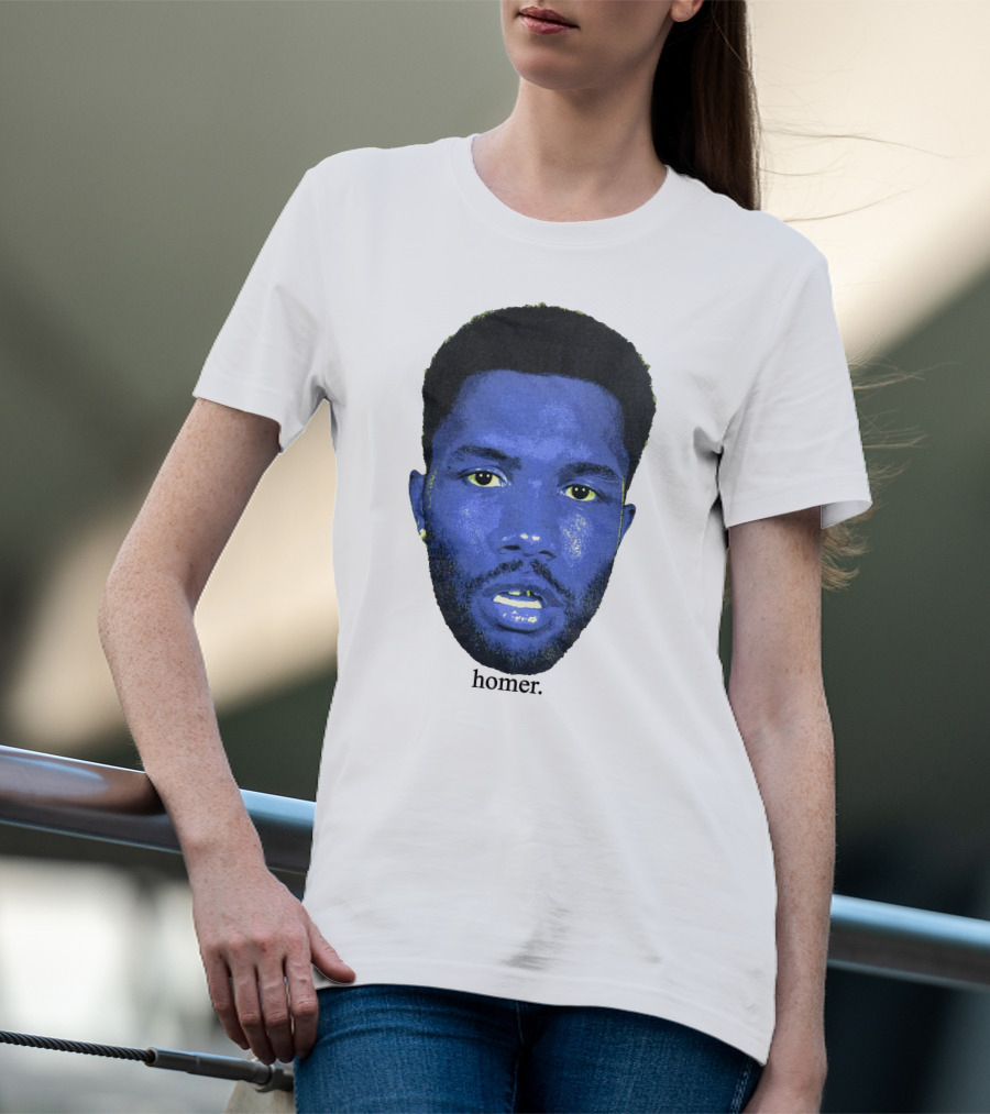 Frank Ocean Homer Bebe Boy Blue Face Typography T-Shirt