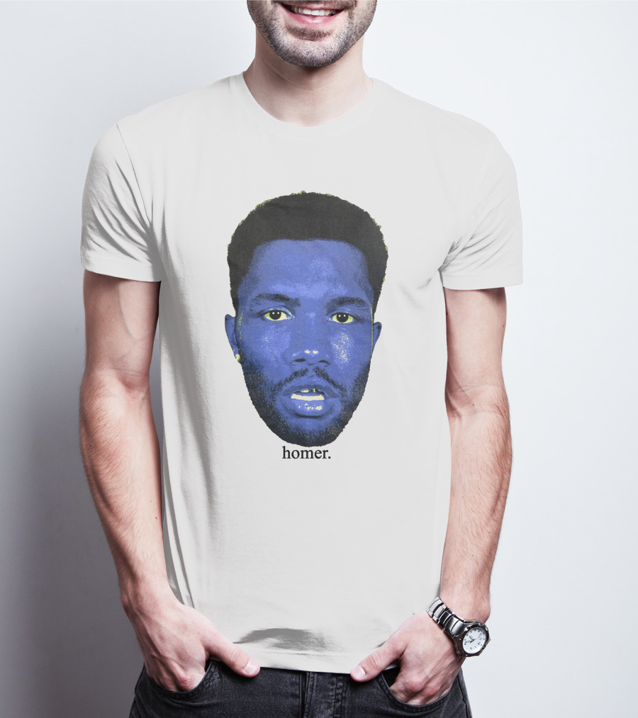 Frank Ocean Homer Bebe Boy Blue Face Typography T-Shirt