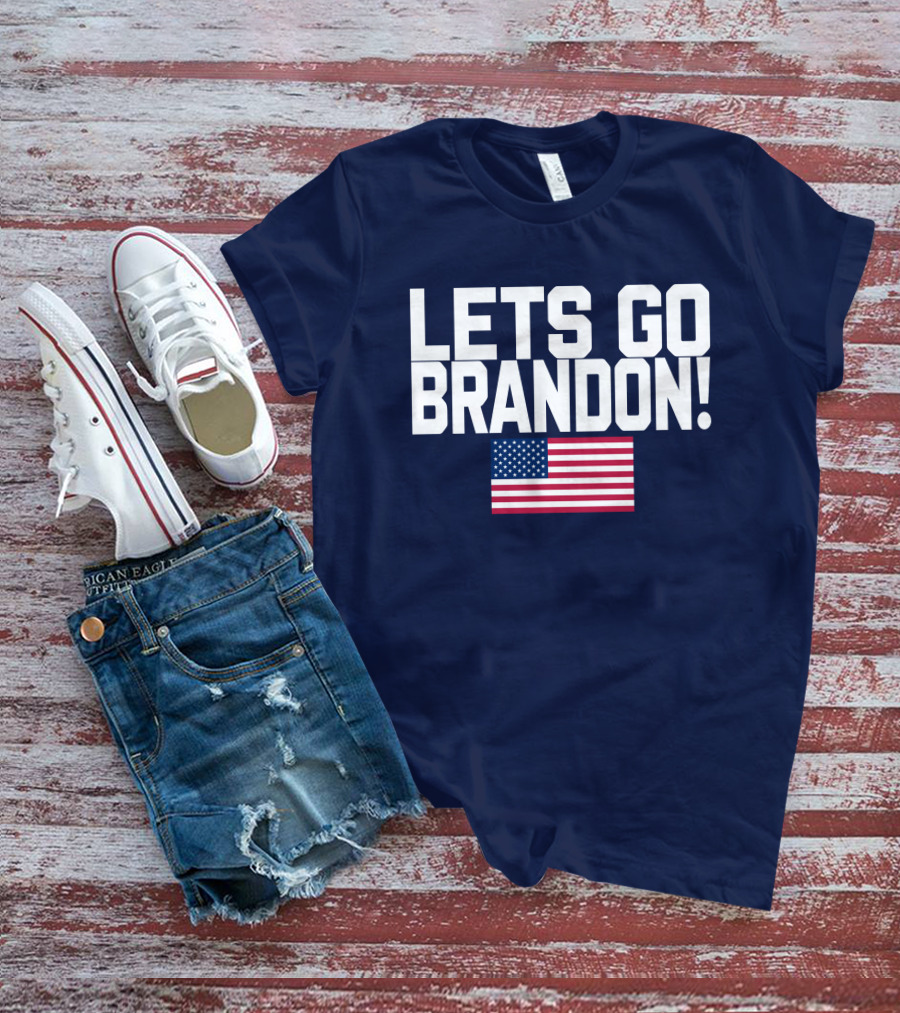 Lets Go Brandon Marine Veteran American Flag T-Shirt