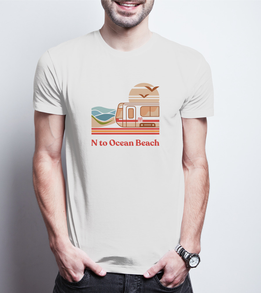 N To Ocean Beach San Francisco Tram Chris Arvin T-Shirt