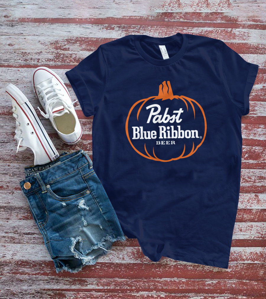 Pabst Blue Ribbon Beer Pumpkin Halloween T-Shirt