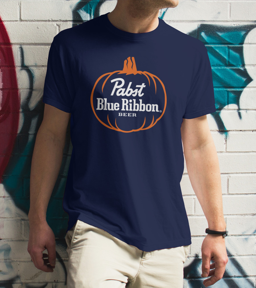 Pabst Blue Ribbon Beer Pumpkin Halloween T-Shirt