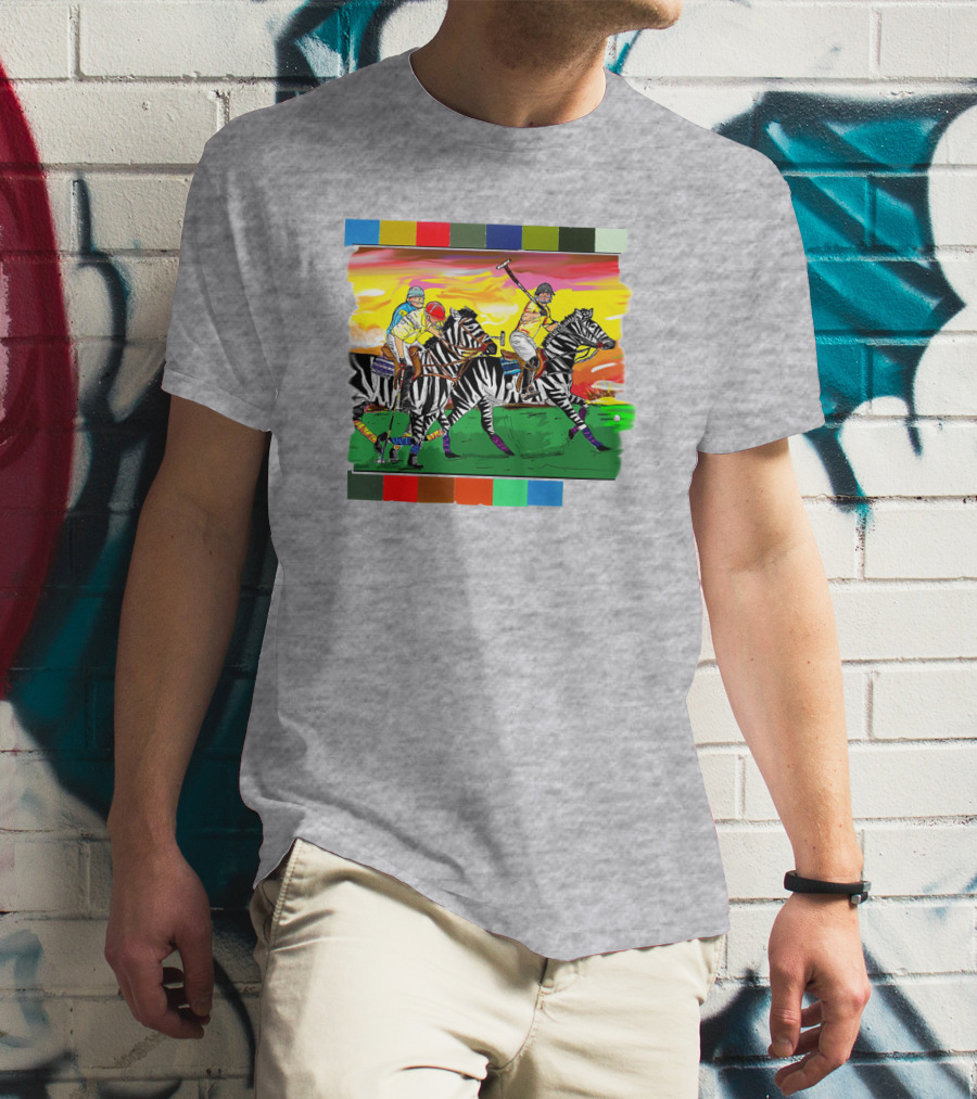 Sir Michael Rocks Premier Politics Polo Riding Zebras Sunset Colors T-Shirt