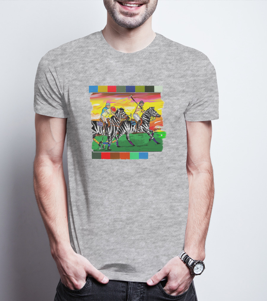 Sir Michael Rocks Premier Politics Polo Riding Zebras Sunset Colors T-Shirt