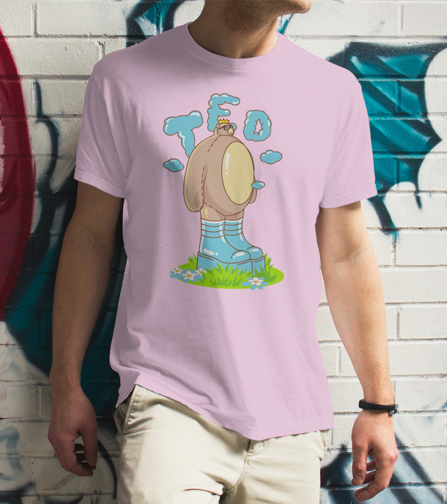 Eret Merch Ted Character With Crown And Boots Standing On Grass T-Shirt