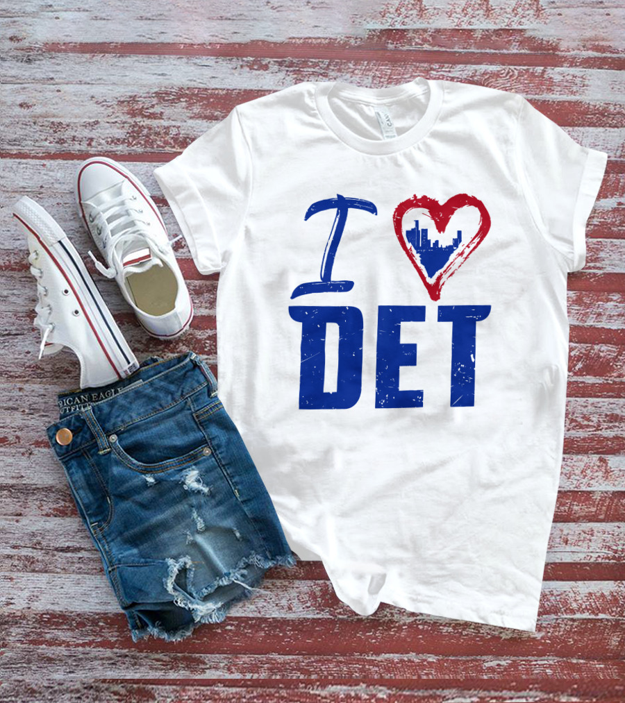 I Love DET Detroit Pistons Skyline Heart T-Shirt