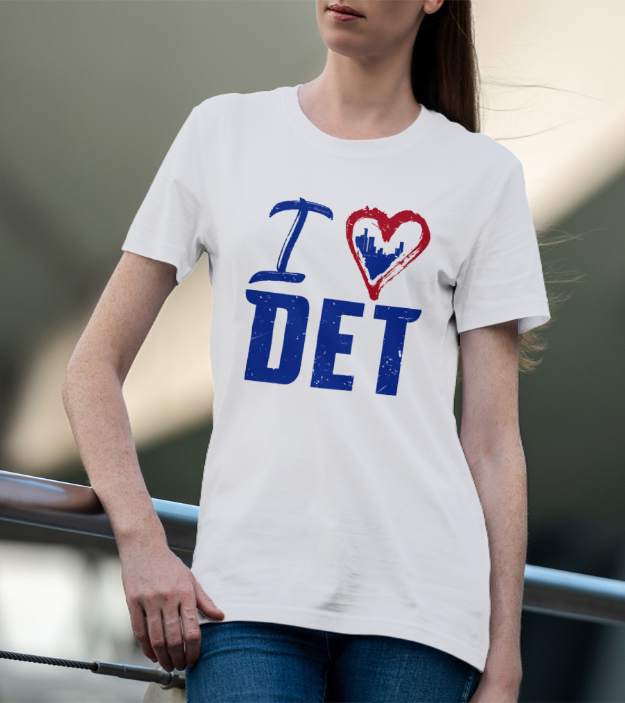 I Love DET Detroit Pistons Skyline Heart T-Shirt