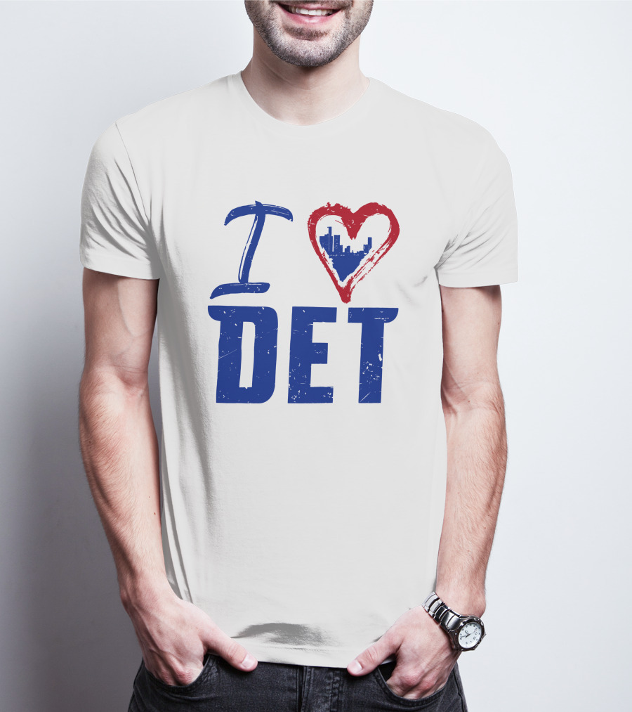 I Love DET Detroit Pistons Skyline Heart T-Shirt