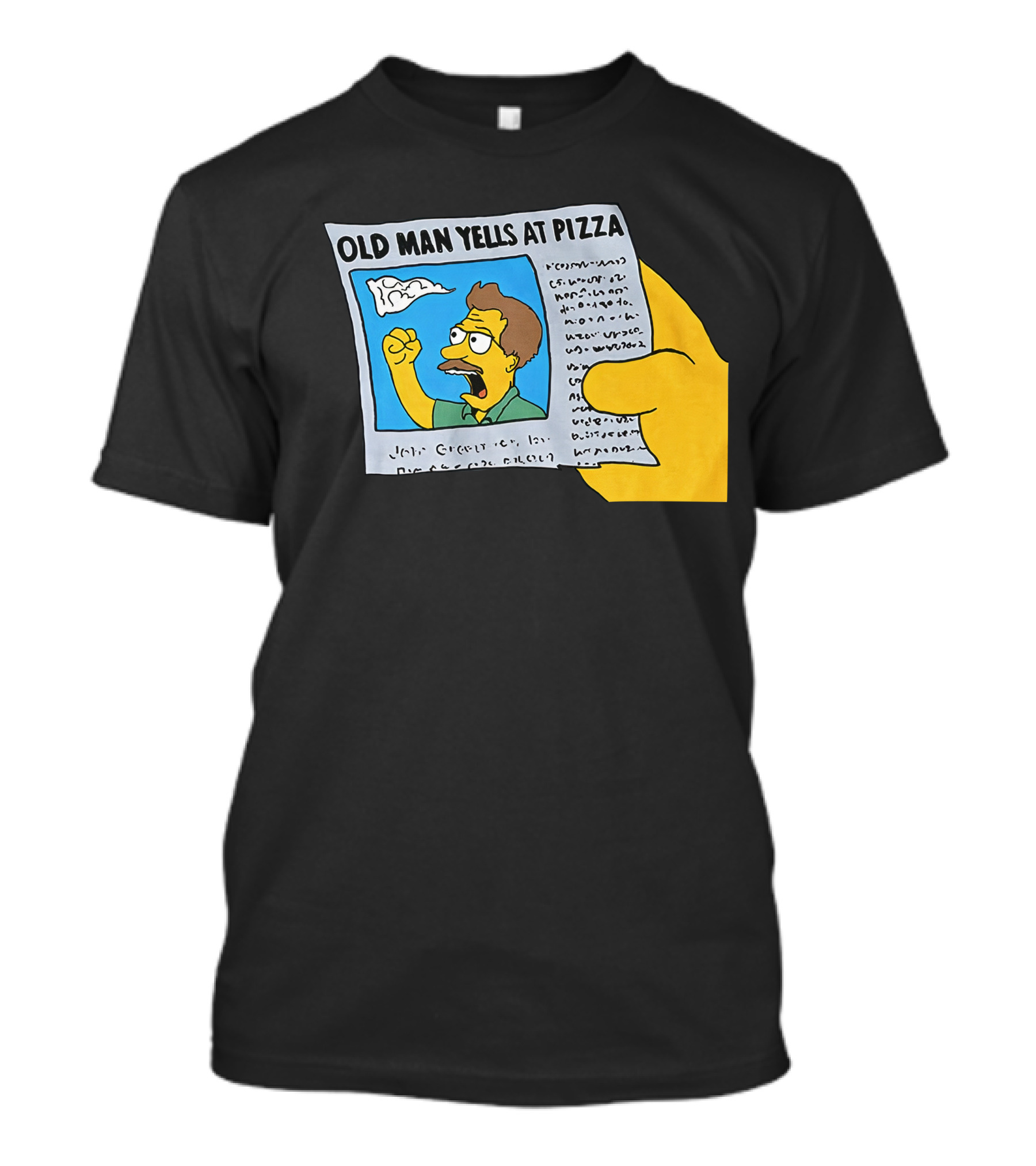 Old Man Yells At Pizza Newspaper Cartoon Parody Pizzamas Merch T-Shirt
