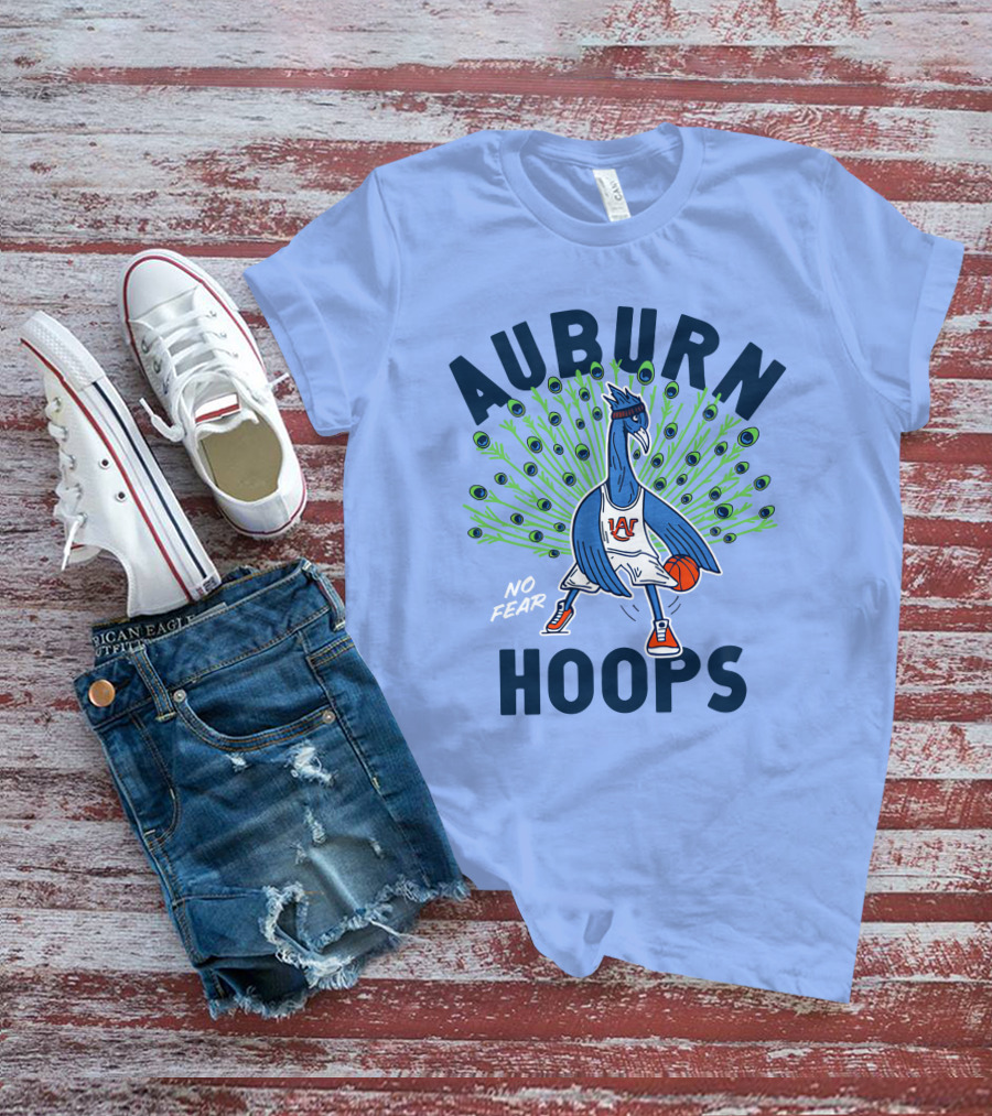 Auburn Hoops Peacock Basketball No Fear T-Shirt