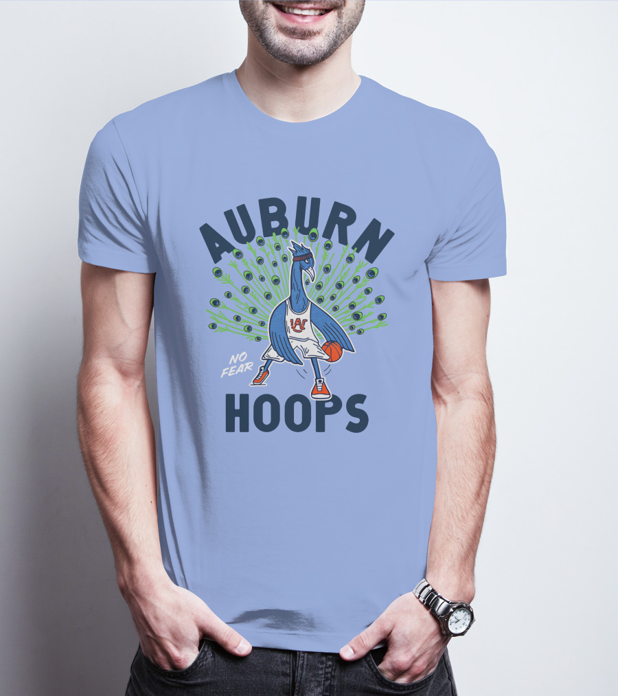 Auburn Hoops Peacock Basketball No Fear T-Shirt