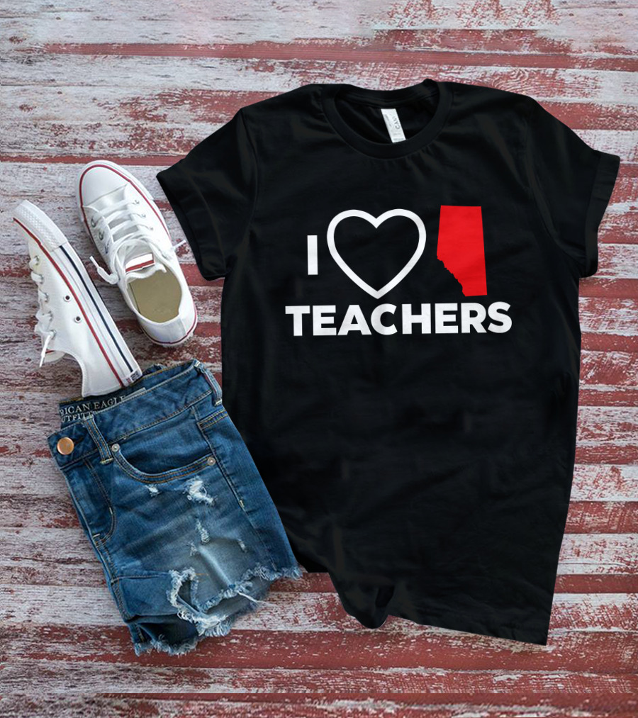 I Love Alberta Teachers Heart Red Map Krista Li T-Shirt