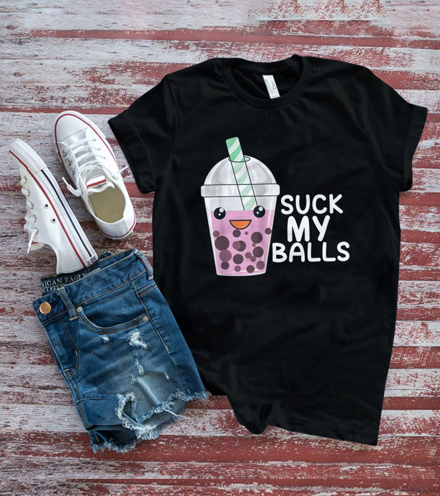 Suck My Balls Boba Tea Cute Cartoon T-Shirt