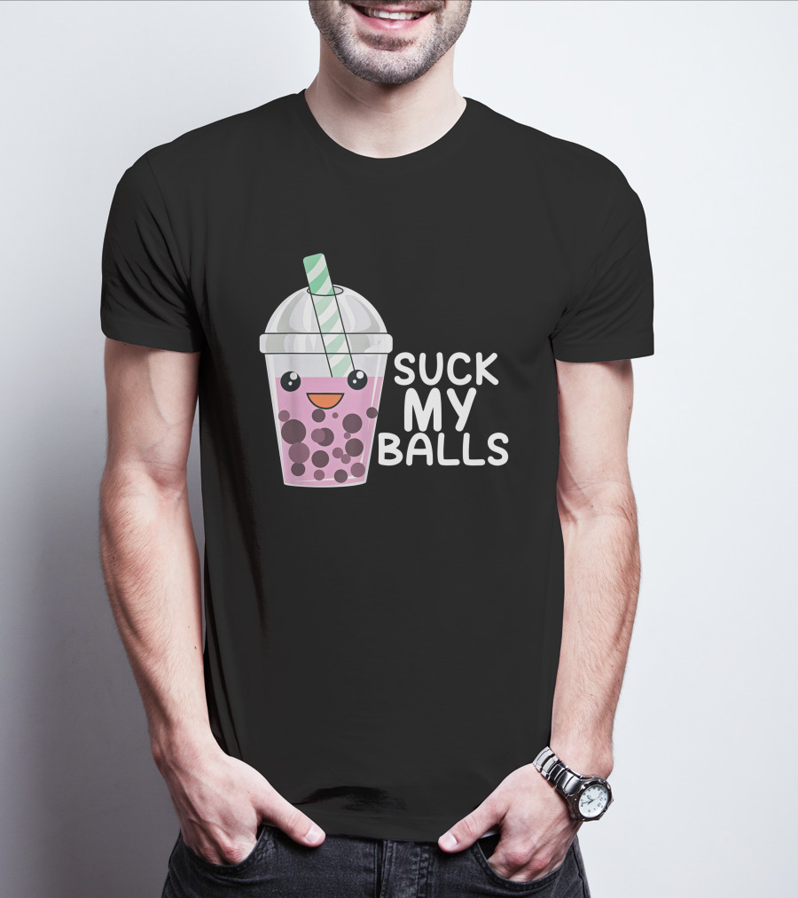 Suck My Balls Boba Tea Cute Cartoon T-Shirt