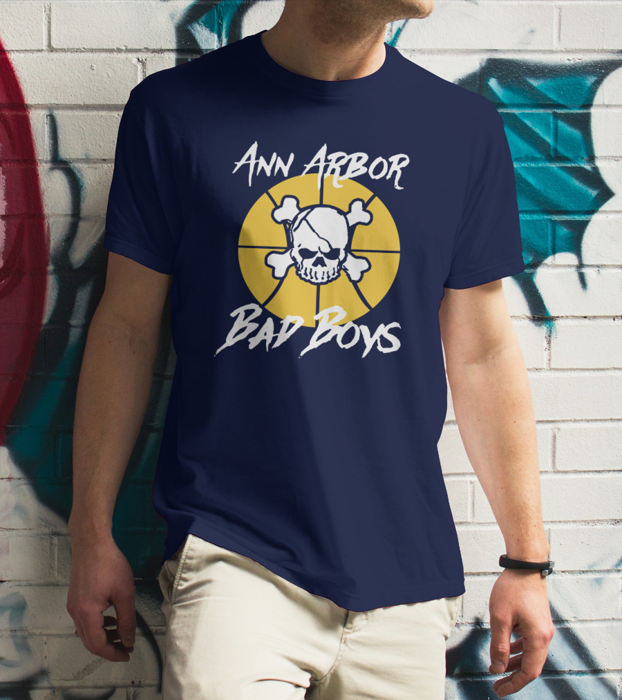 Ann Arbor Bad Boys Skull Basketball Juwan Howard Blue By Ninety Shop T-Shirt