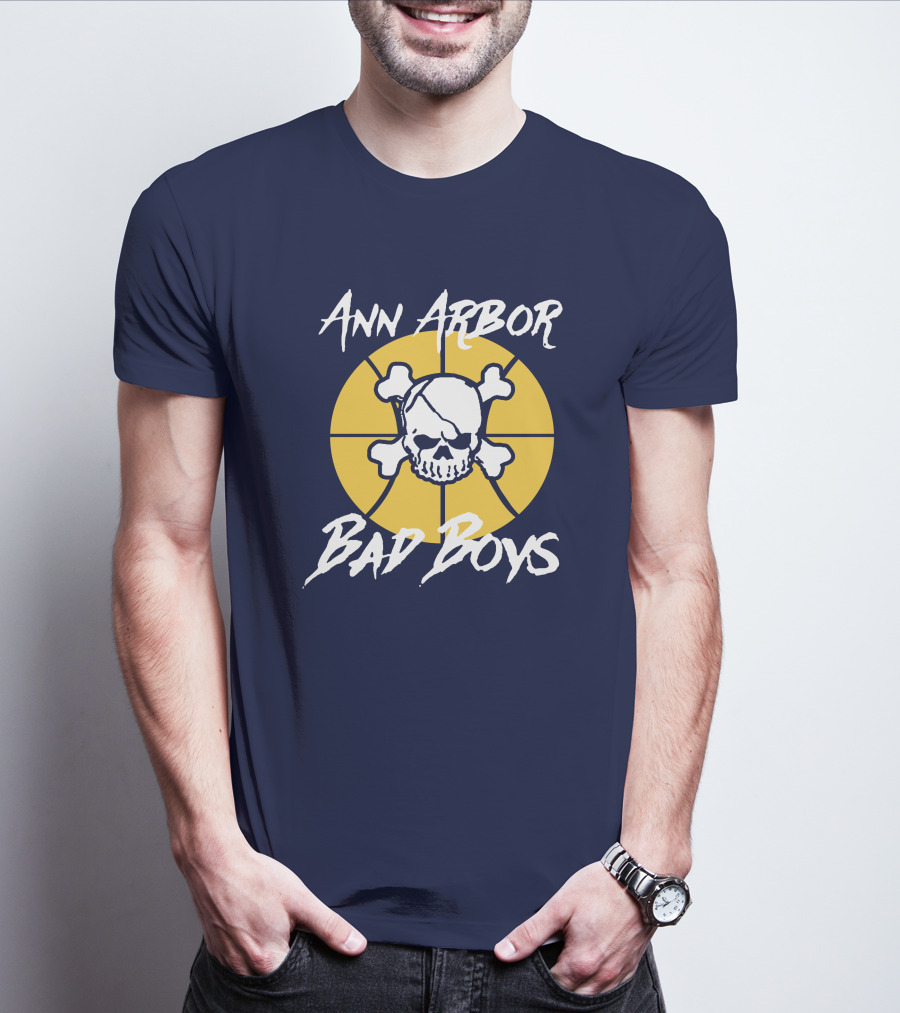 Ann Arbor Bad Boys Skull Basketball Juwan Howard Blue By Ninety Shop T-Shirt