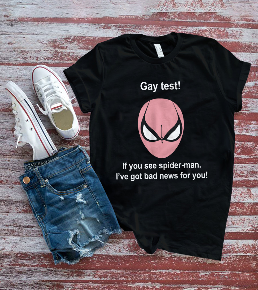 Gay Test Spider-Man Bad News Humor Meme Indiesocool T-Shirt