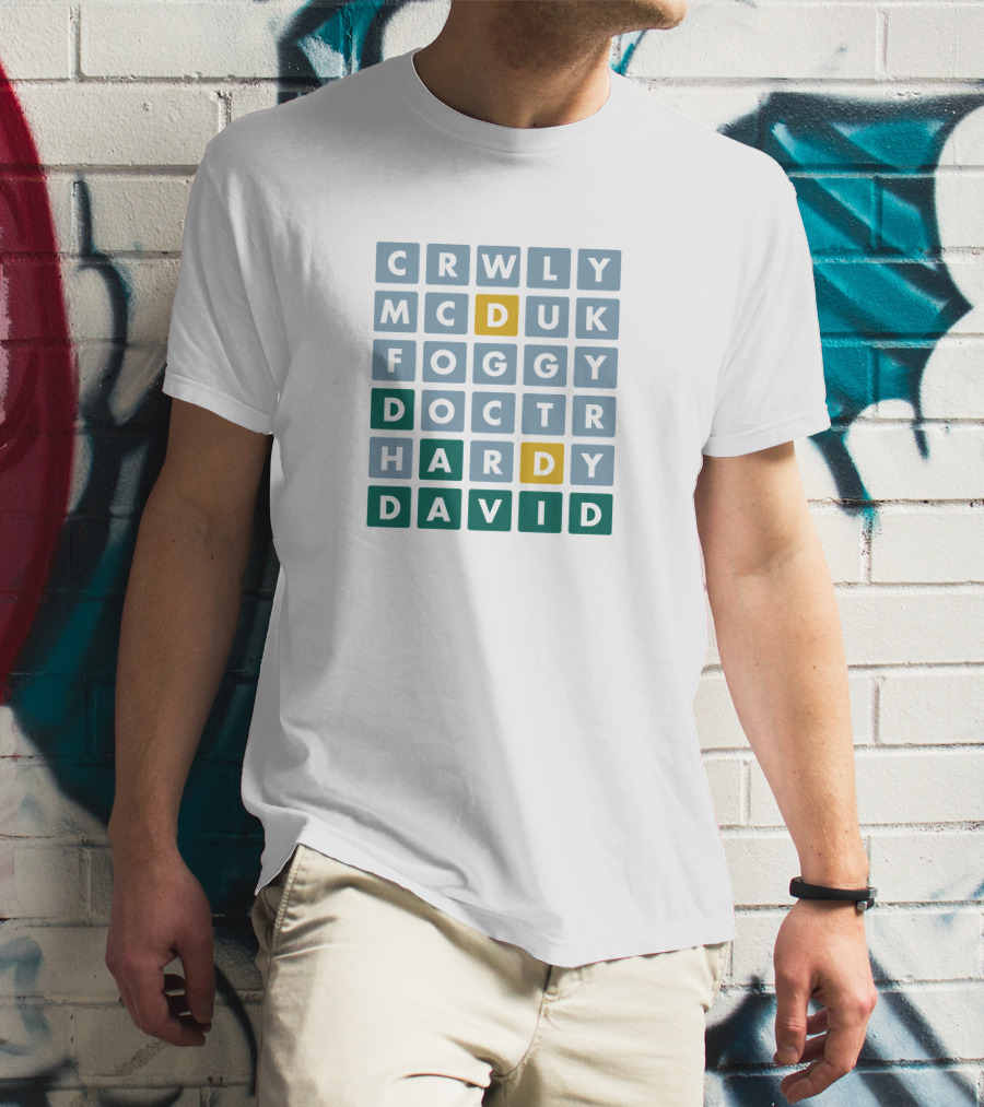 David Tennant Crossword Puzzle CRWLY MCDUK FOGGY DOCTR HARDY DAVID T-Shirt