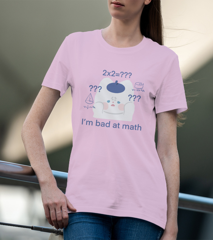 Maobabie Merch I'm Bad At Math Jennie Cat Confused By Math Equations T-Shirt