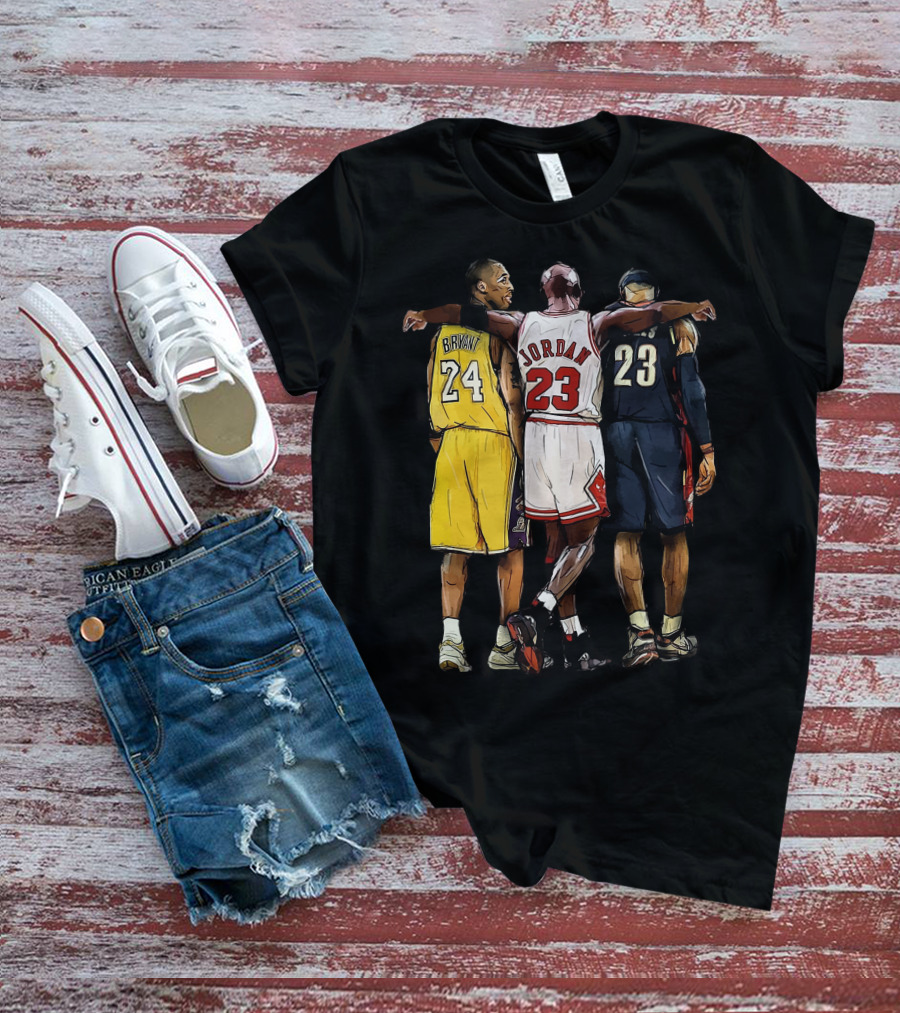 Kobe Bryant 24 Michael Jordan 23 LeBron James 23 GOAT Legendary Trio T-Shirt