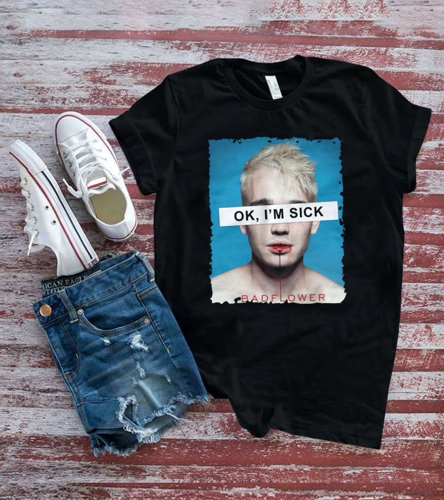 Badflower OK I'm Sick Album Art Distressed Blue Red T-Shirt