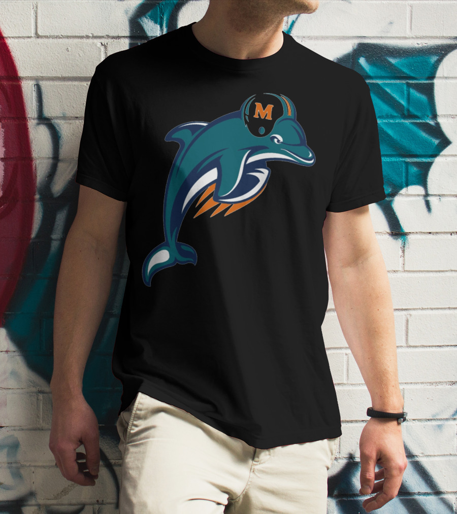 Miami Dolphins Football Team Logo With Helmet T-Shirt