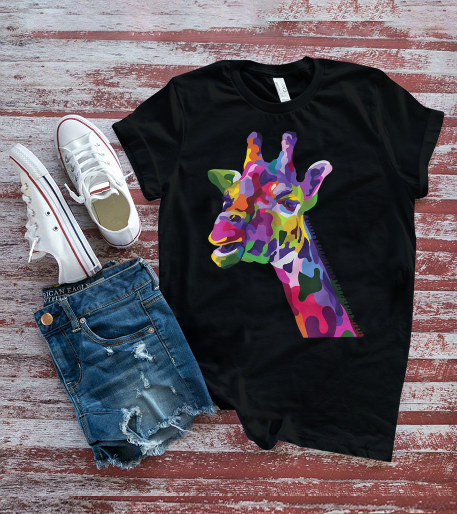 Giraffe Support Colorful Psychedelic T-Shirt