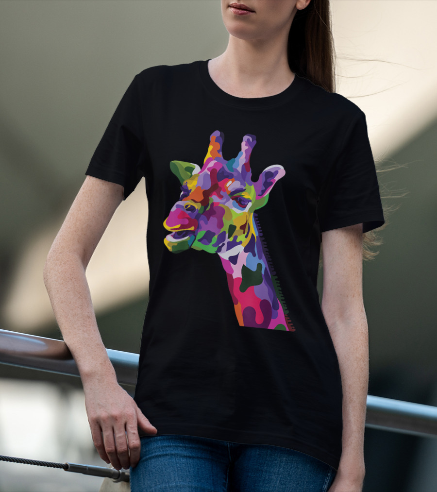 Giraffe Support Colorful Psychedelic T-Shirt