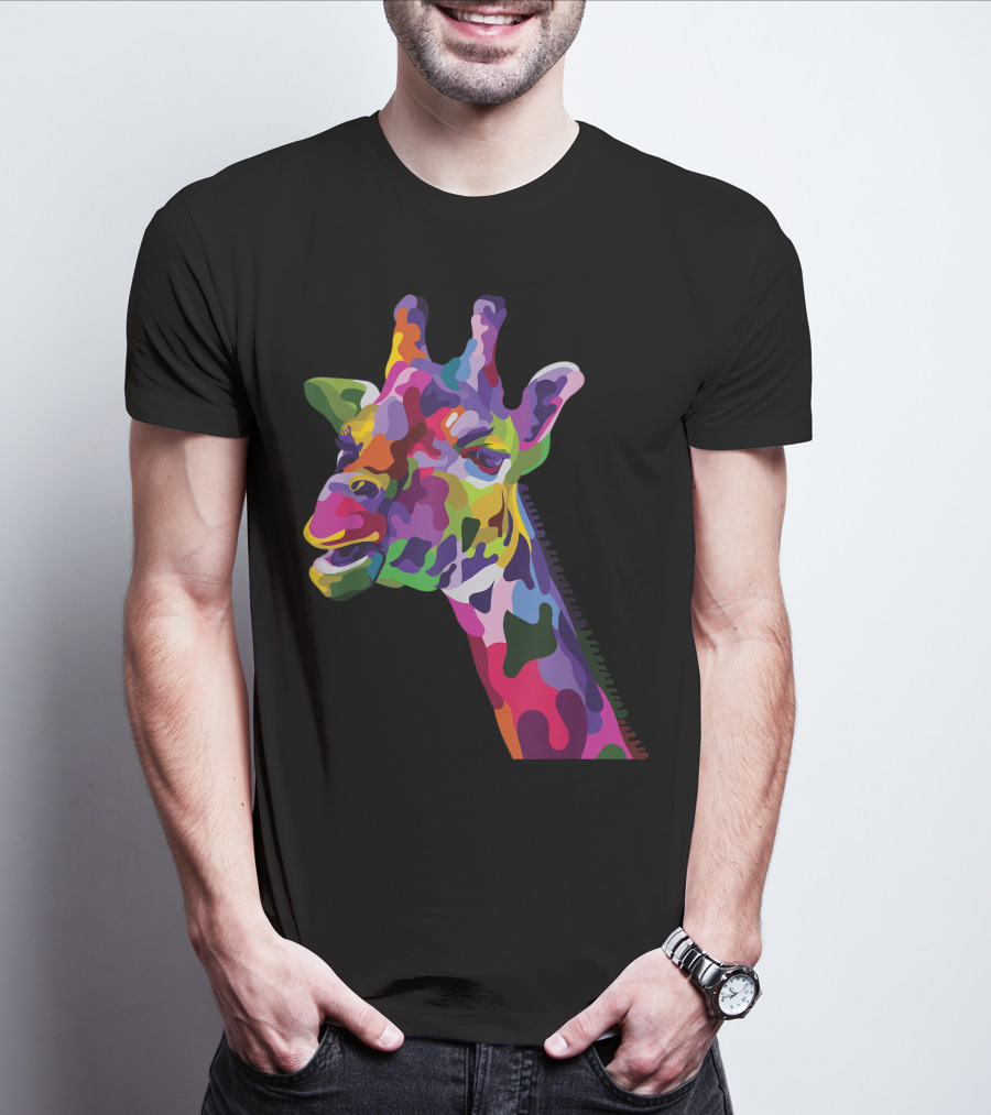 Giraffe Support Colorful Psychedelic T-Shirt