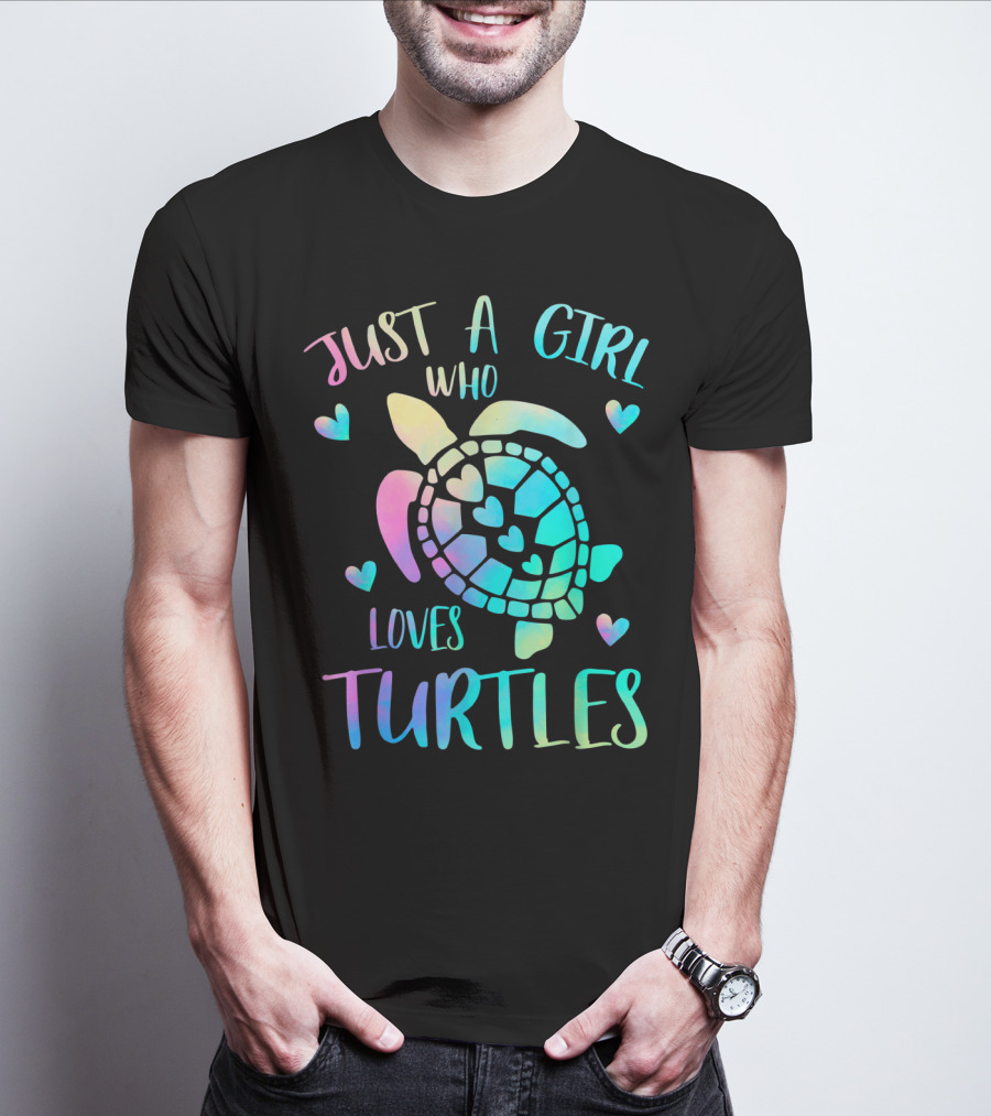 Just A Girl Who Loves Turtles Pastel Watercolor Turtle T-Shirt