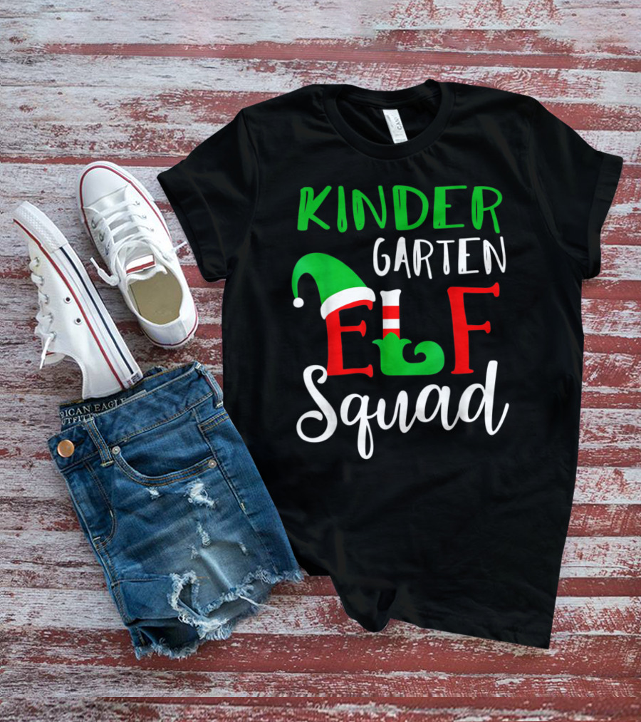 Kindergarten Elf Squad Christmas Teacher Festive Holiday T-Shirt