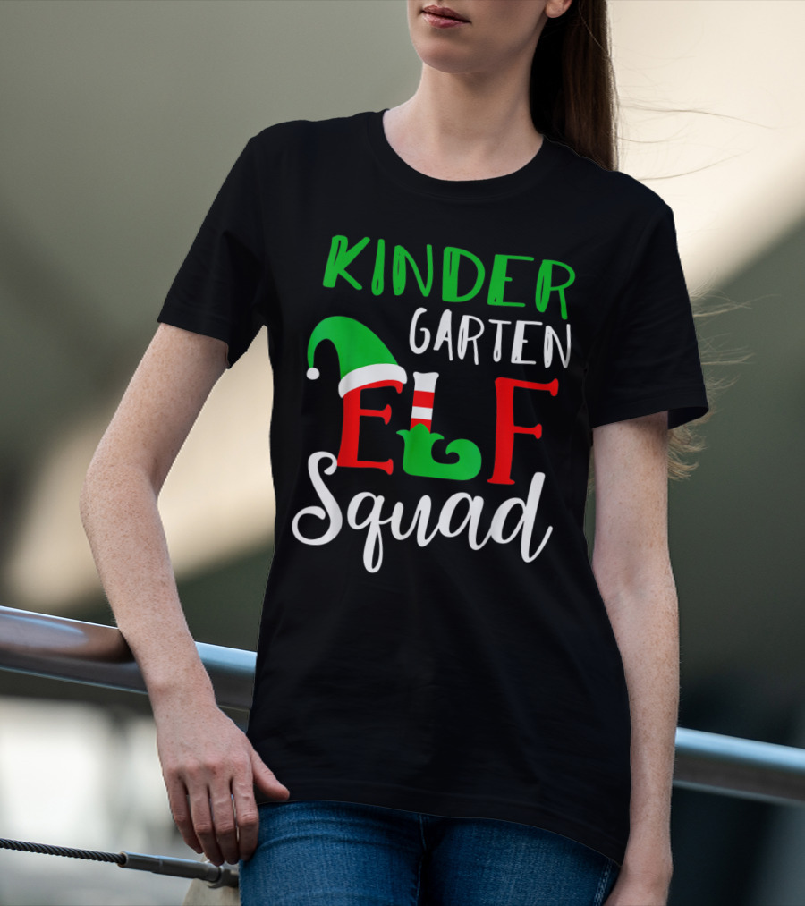 Kindergarten Elf Squad Christmas Teacher Festive Holiday T-Shirt