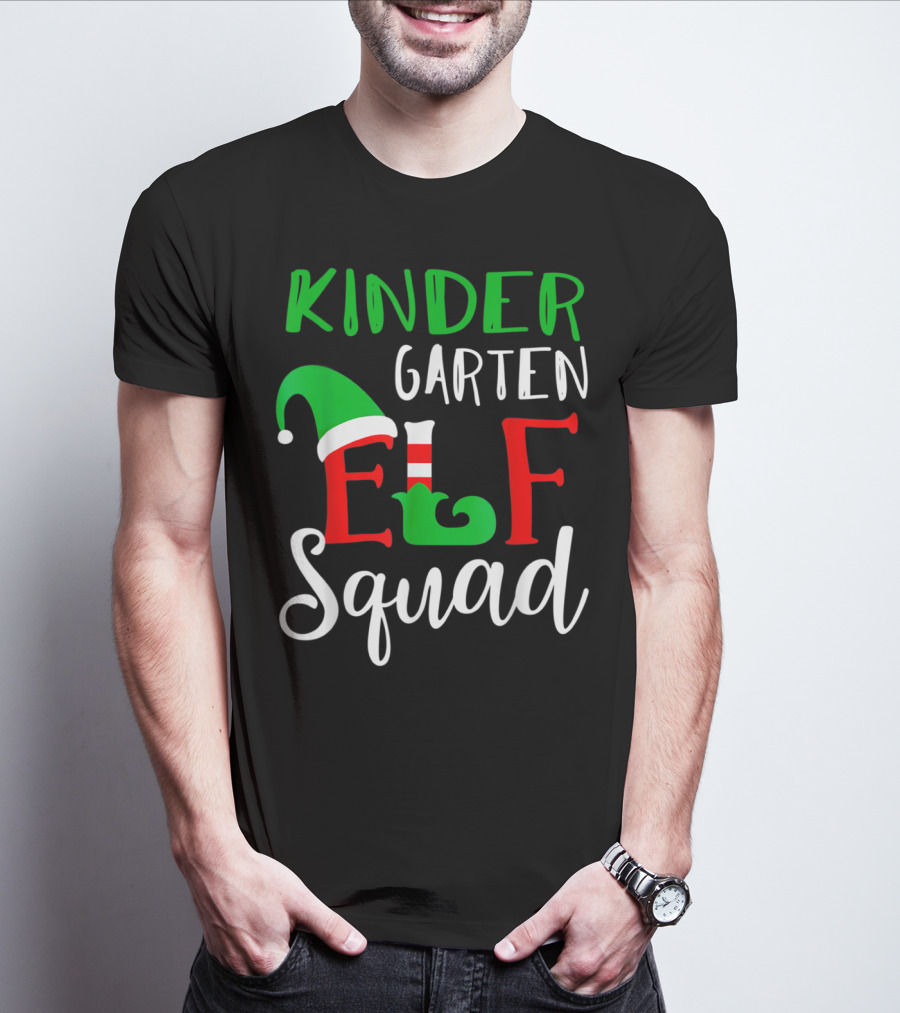 Kindergarten Elf Squad Christmas Teacher Festive Holiday T-Shirt